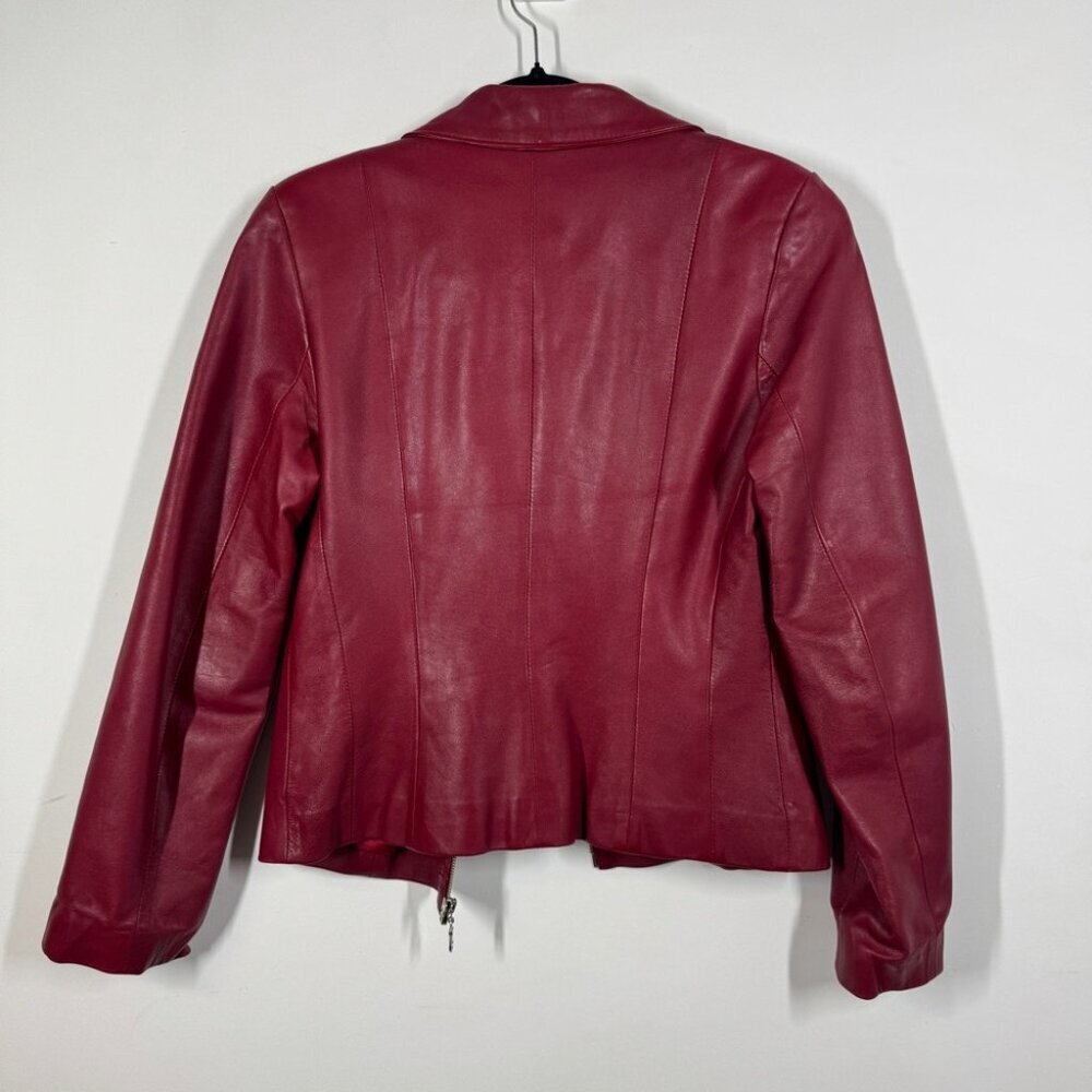 Boutique of Leathers Canada Burgundy Red Genuine Leather Zip Moto Jacket Small - Picture 12 of 15